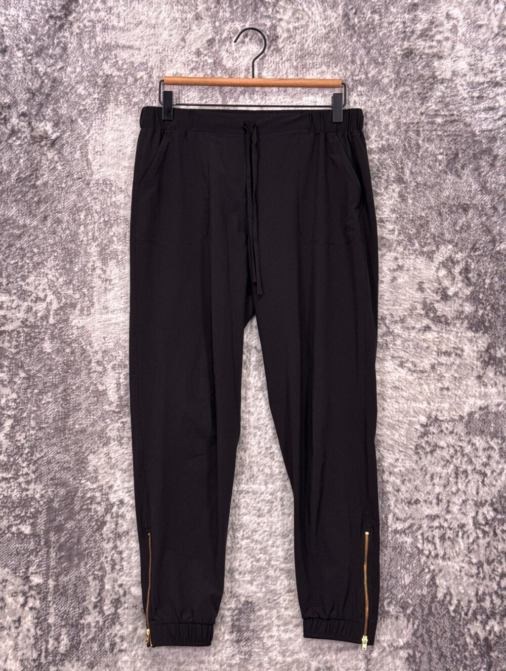 Albion Pants Small Womens Jetsetters Black Zip Ankle Jogger